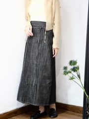 Black denim belt skirt