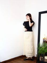 Rani ivory hosiery pattern skirt