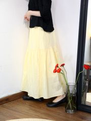 Light yellow causal tiered sfkirt