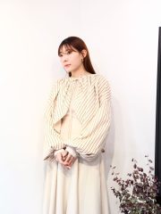 Beige striped cape outer