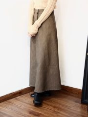 Brown pattern leather skirt