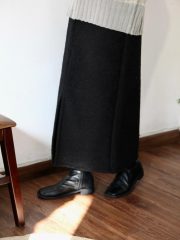 Winter black split skirt