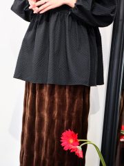 Brownie velvet pleated skirt