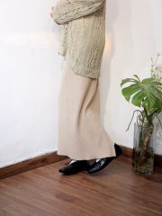 Mocha knitted causal split skirt