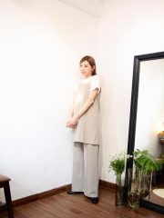 [Set-item!!] Lean hojicha set blouse