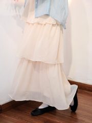 Nude tiered sheer skirt