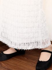 Sheer pattern white lace split skirt