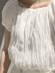 White 2ways wrinkle sheer blouse