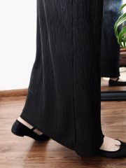 Black glossy pleated skirt