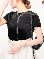 [MUST-HAVE!!]Black velvet softy tee