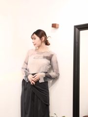 Bari sheer mixed grey blouse