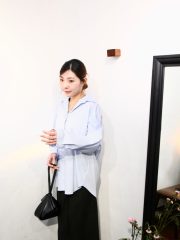 Yannes blue striped blouse