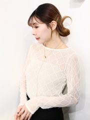 Alina Ivory patter sheer hosiery blouse