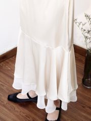 Ivory silky layer sheer skirt