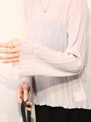 Pale purple sheer pleated blouse