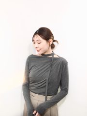 Grey irregular softy blouse set